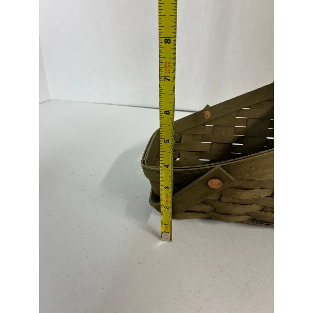 Longaberger 2008 Handmade Slanted Basket Woven Wood Dual Handle